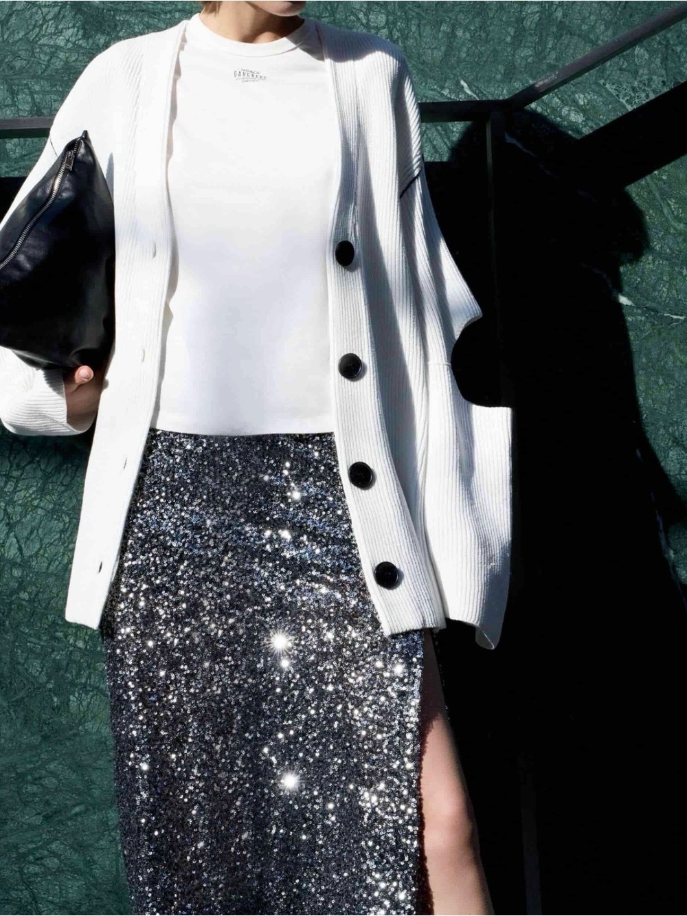 H&M Sequin Pencil Skirt - Silver Glitter